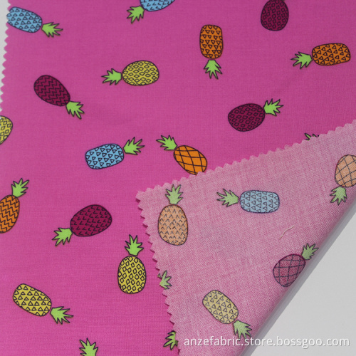 60% Cotton 40% Rayon Poplin Pineapple printed fabric